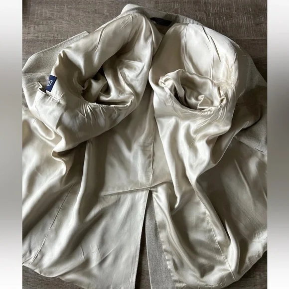 ▶️ Vintage Hopsack 100% Silk Sport Coat 43R Cream Textured Blazer Jacket USA 90s - Picture 14 of 15
